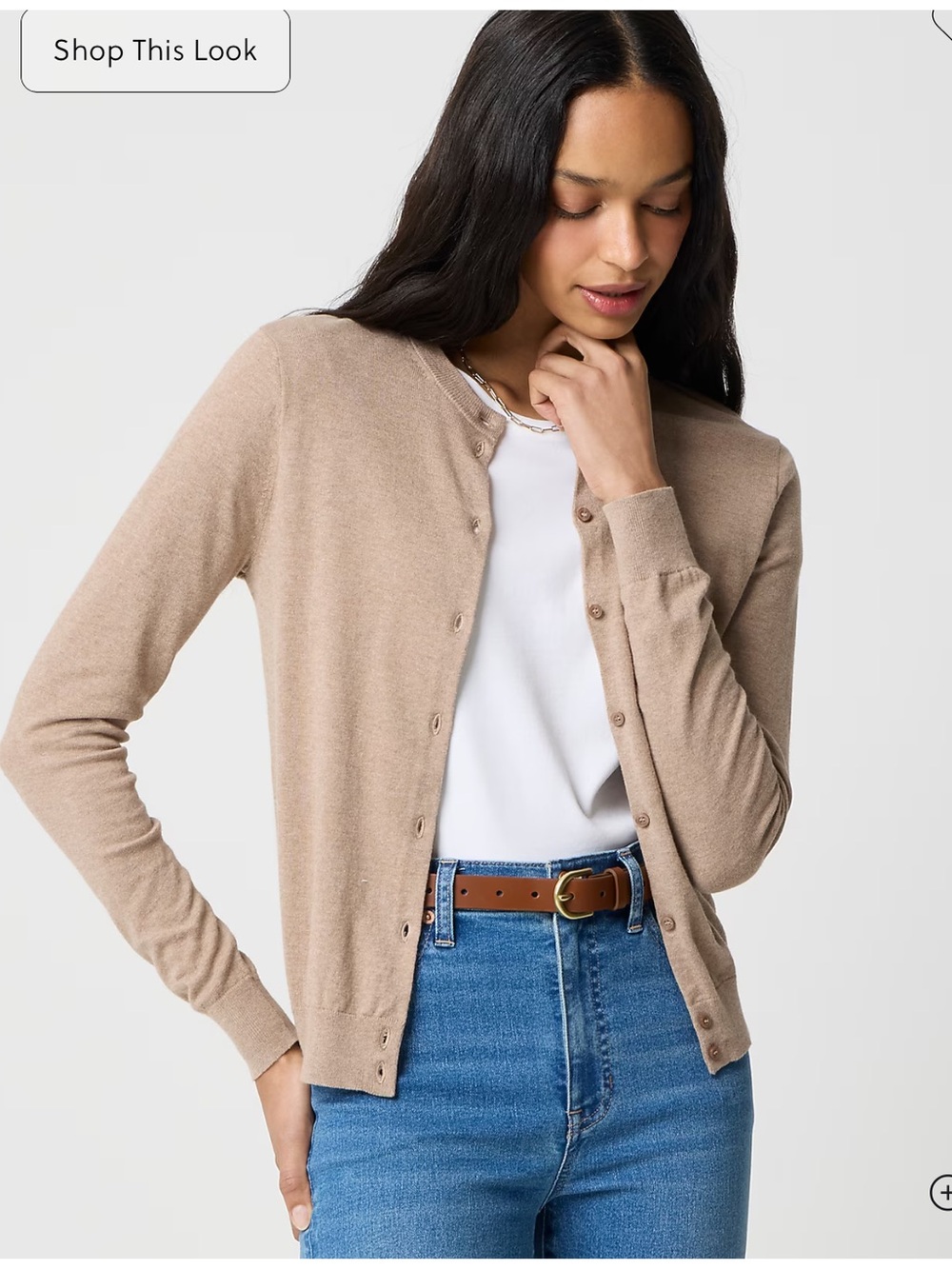 J. Crew Camel Tone Crewneck Button-Front Cardigan - Picture 2 of 6